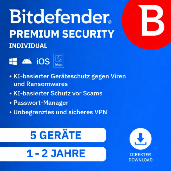 Bitdefender Premium Security Individual 2026 | 5 Geräte